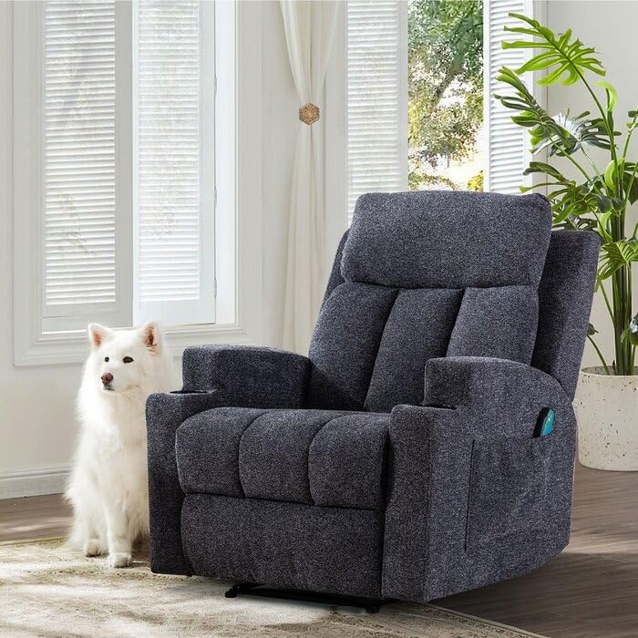 Image of Torque - Clinton 1 Seater Fabric Manual Recliner | Recliner Sofa /Chair for Living Room, Bedroom, Office (Dark Grey) | 1 Year Warranty