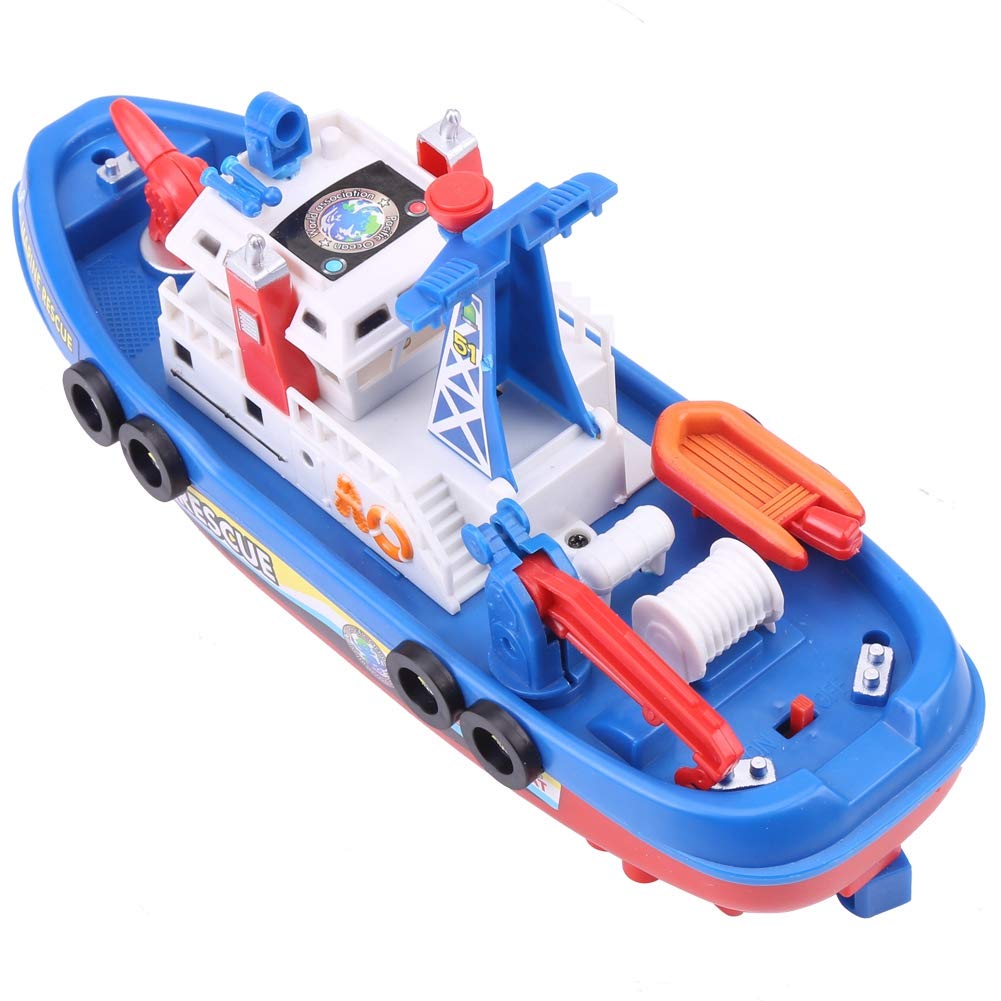 Barco de Juguete para Niños, Barco Rociador de Agua con Sonido y Luz de Flash para Diversión, Plástico Rojo/