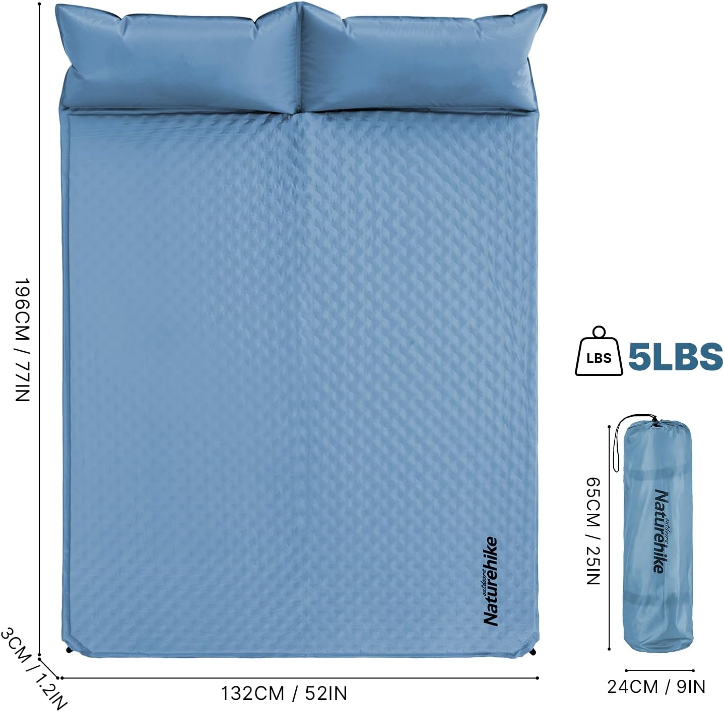 Naturehike Camping Sleeping Pad with Quick-Inflating, Ultralight Memory Foam Sleeping Mat for Camping Backpacking Hiking Traveling Tent, Blue