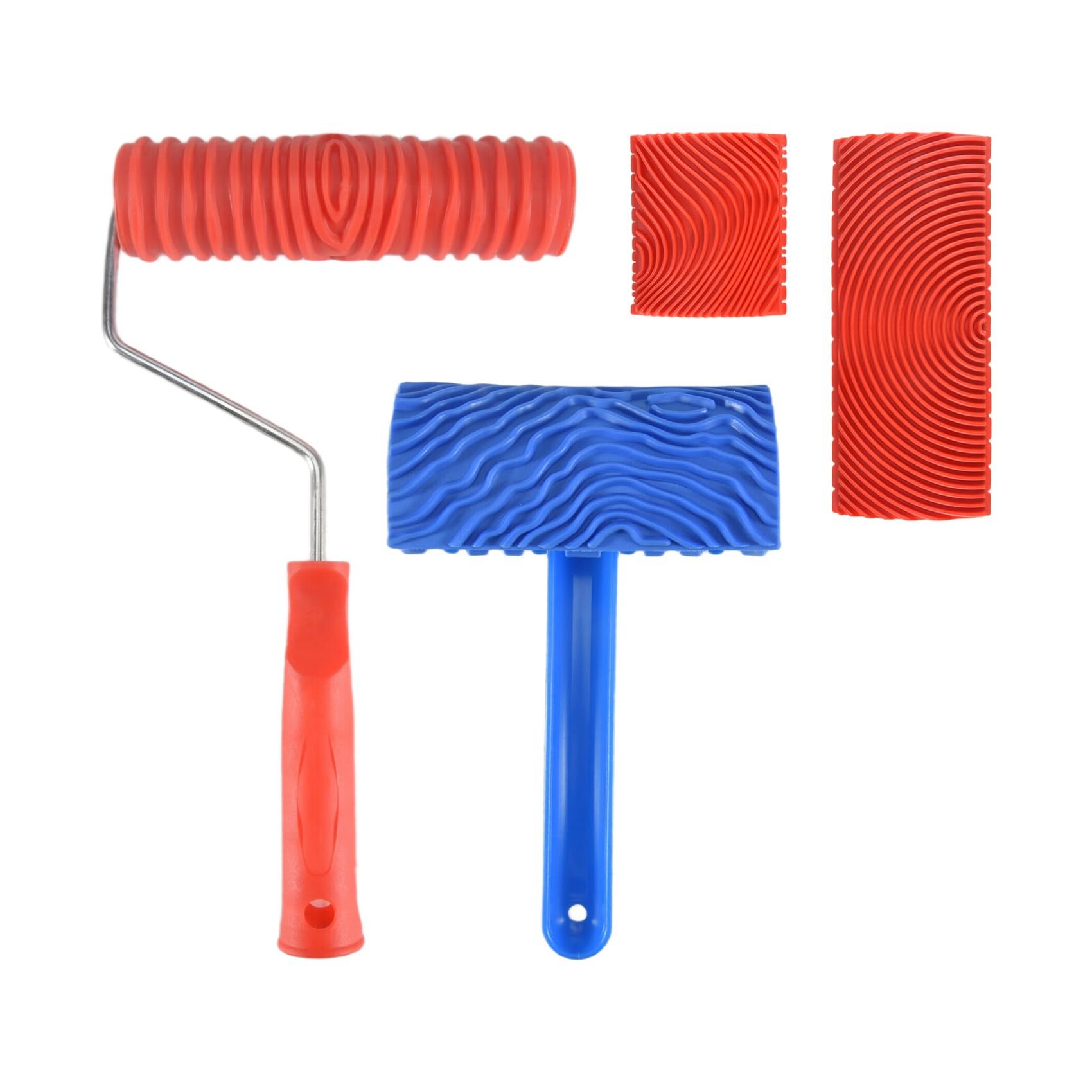 qimoi Wood Grain Tools, 4Pcs Wood Grain Roller Painting Tools Texture Pattern with Handles Texture Tool Paint,for Wall Room