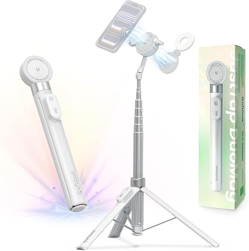 Miniatura 9 de KraftGeek Trípode magnético de doble cara de 67 pulgadas para iPhone MagSafe, trípode para selfie de apertura automática con control remoto,