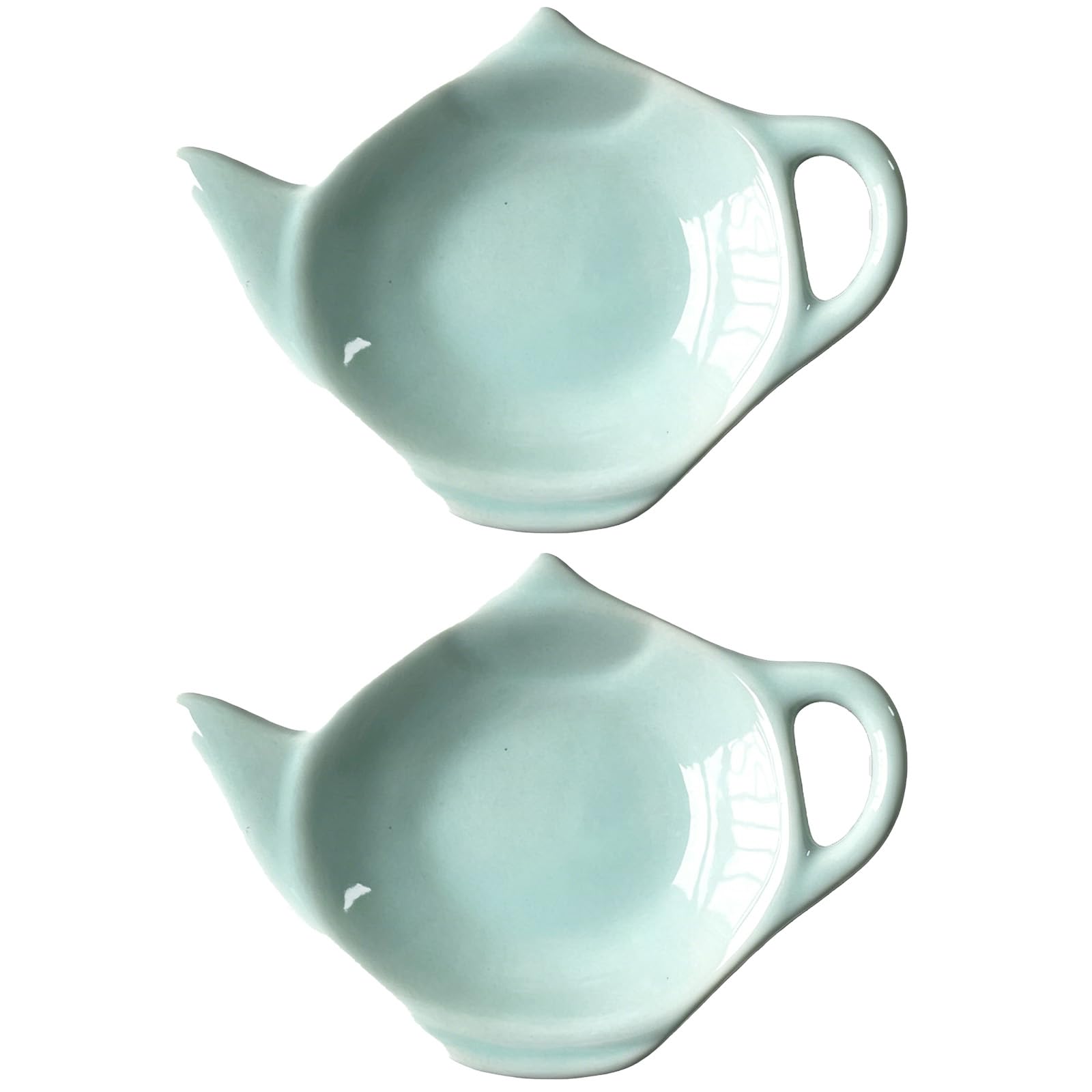 Photo 1 of 2 Pcs Ceramic Tea Bag Holder Set, Teapot Shaped, Light Blue