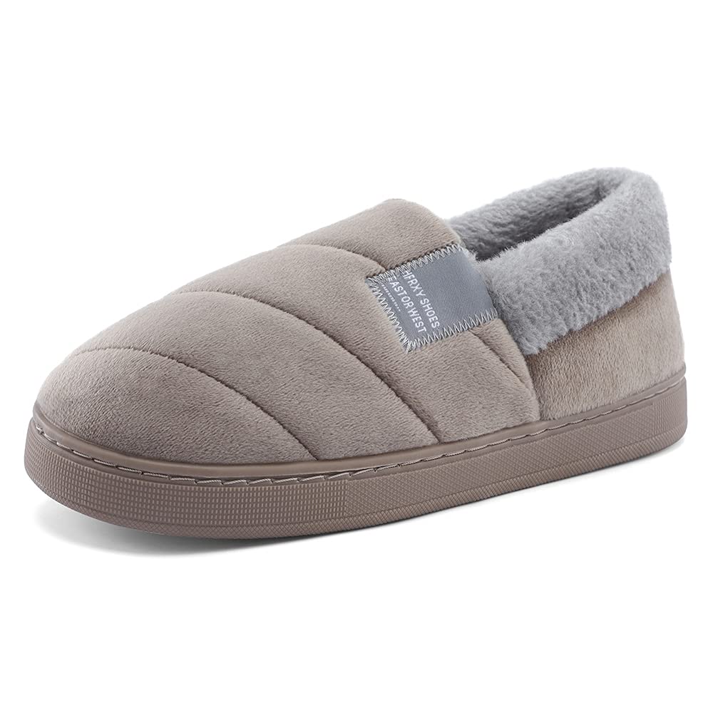 LACOFIA Men's Closed House Slippers Women's Winter Slippers with Non-Slip Rubber Sole for Indoor and Outdoor