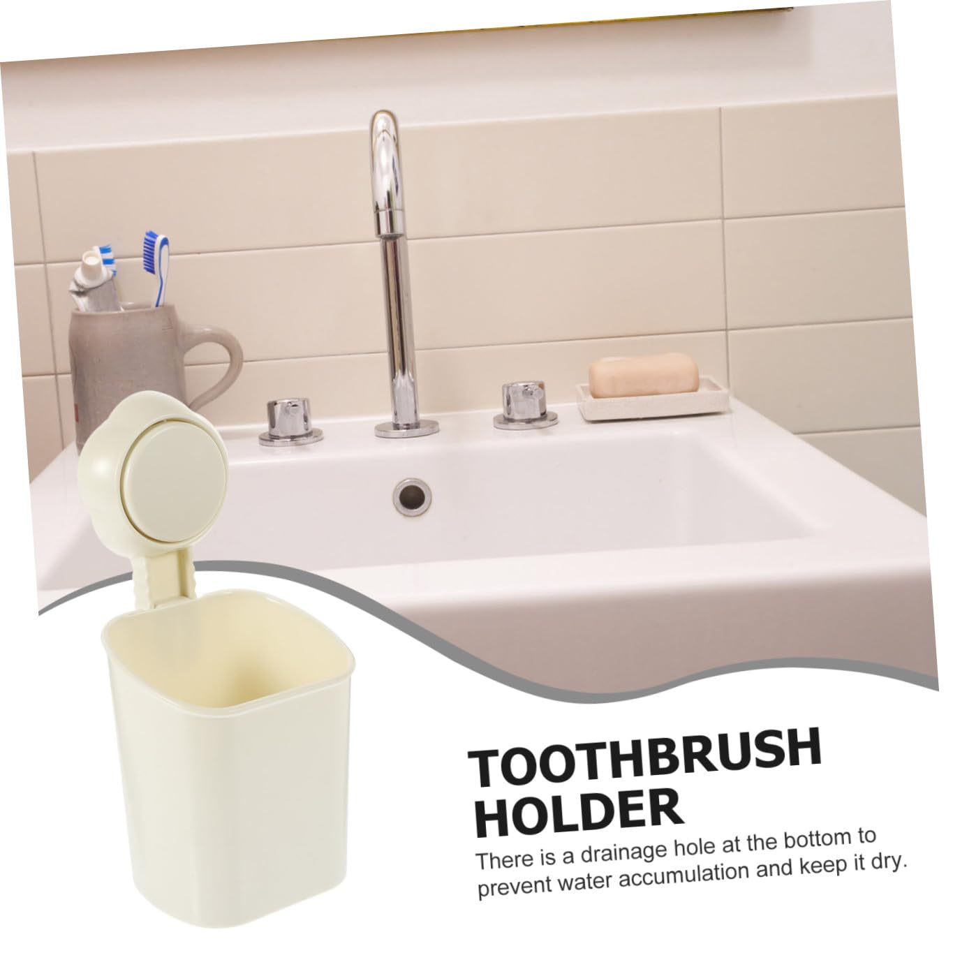ULTECHNOVO Soporte De Cepillos De Dientes De Pared con Ventosa De Diseño con Drenaje Almacenamiento Multiusos para Baño Y Cocina Compatible Mayoría De Cepillos Y 2 Piezas X 4