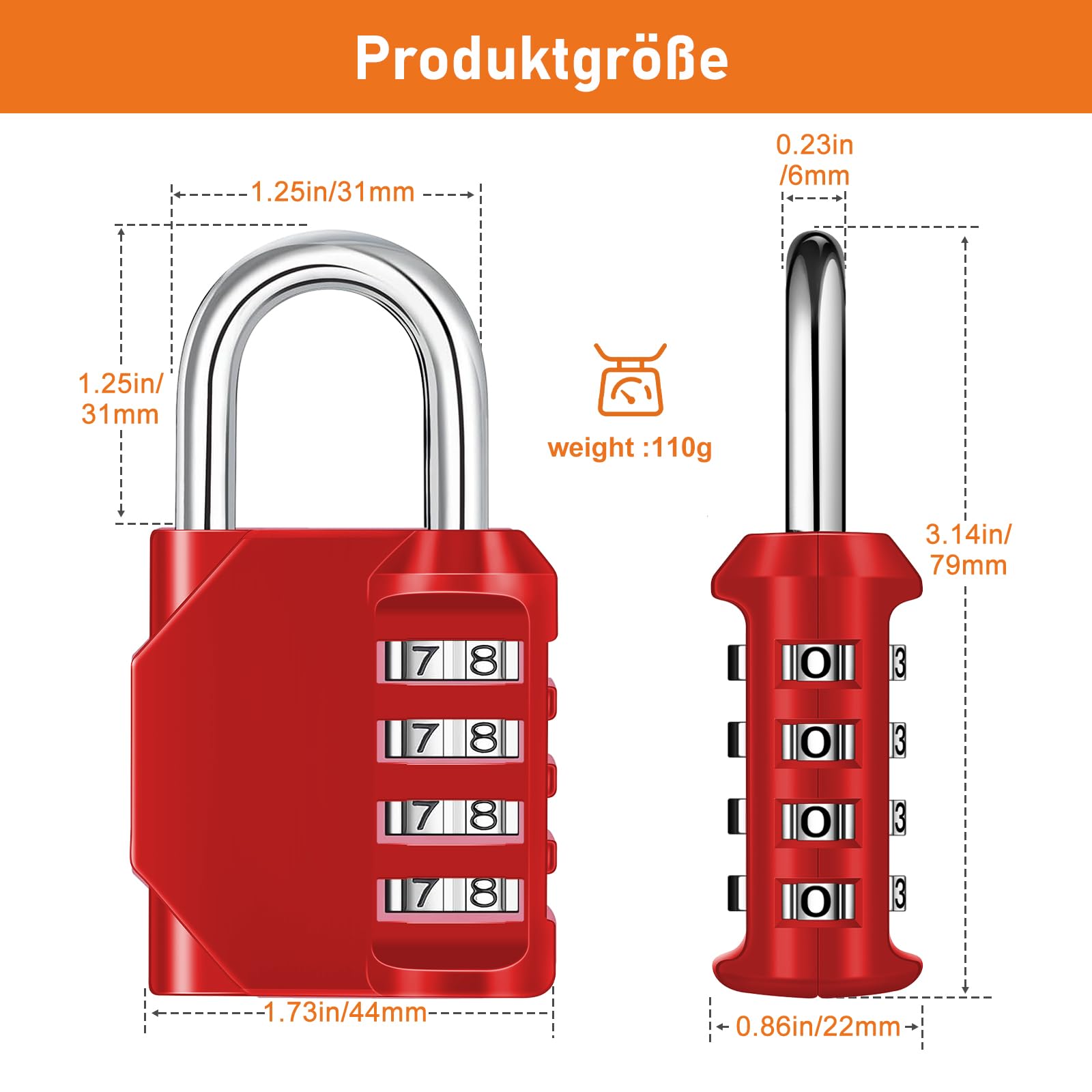 NAGE Combination Padlock, Locker Padlocks 4 Digit, Gym Padlock for Locker Padlocks Outdoor Heavy Duty Waterproof - Image 4
