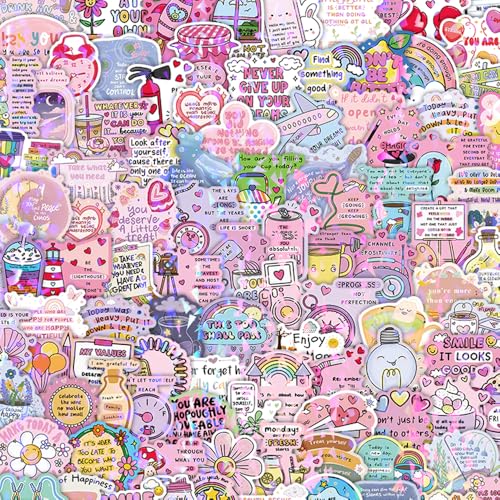 200 Pcs Inspirational Holographic Stickers Positive Affirmation Vinyl Decals for Water Bottles Laptops Aesthetic Boho Motivational Stickers for Adults Journal Scrapbook Vision Board Supplies