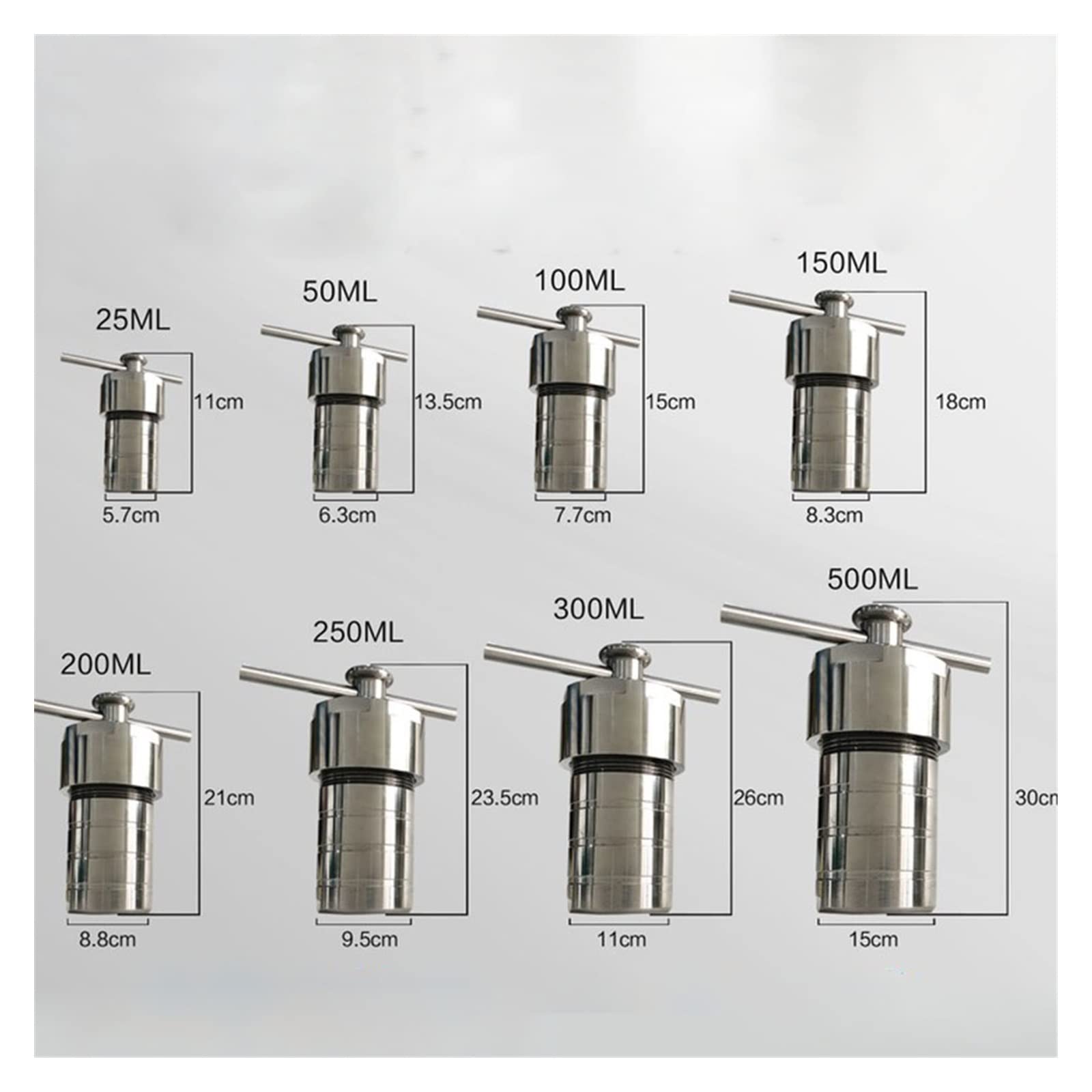 Reactor de autoclave hidrotermal de 5-500 ml con síntesis hidrotermal de cámara de PTFE(100ml)
