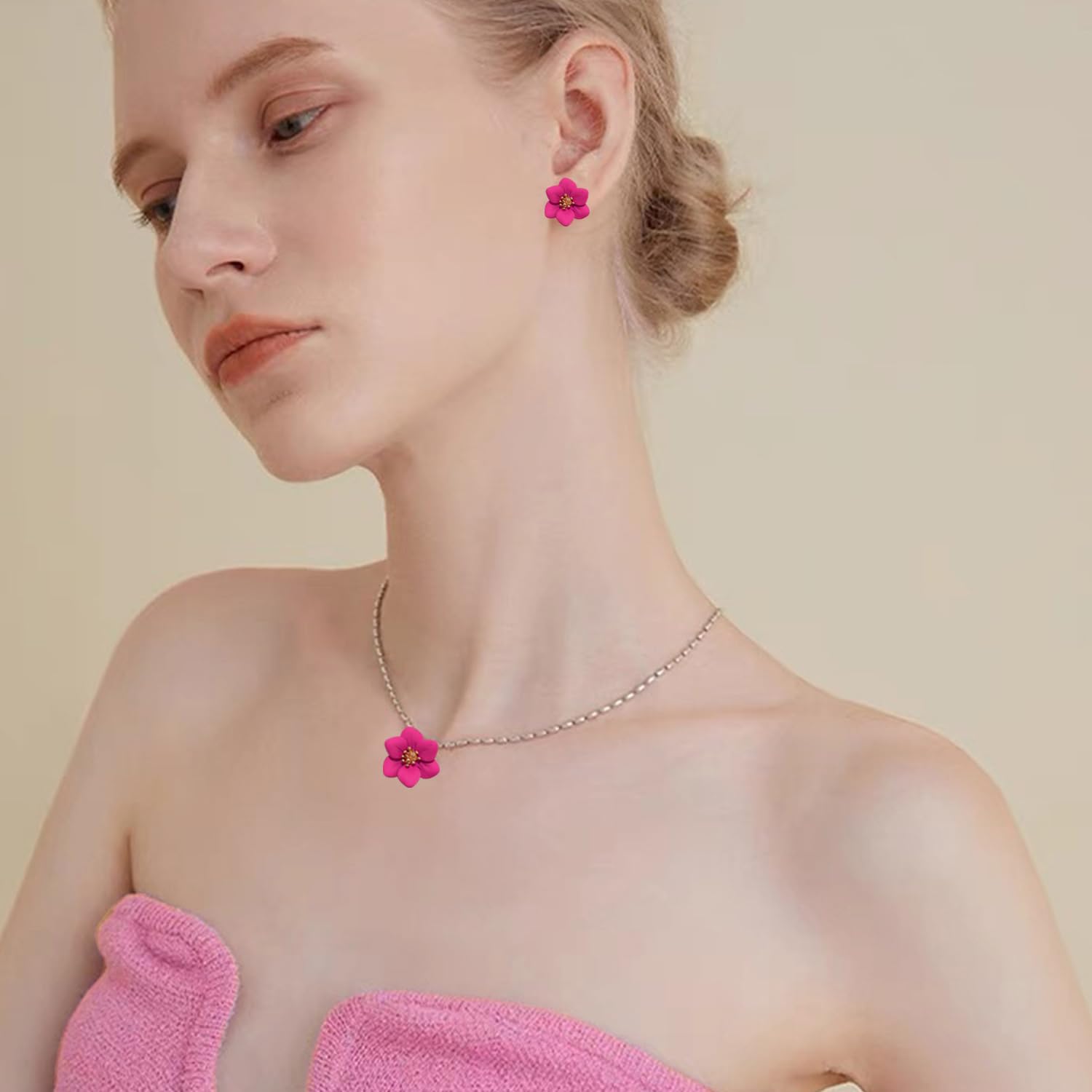 Aretes colgantes bohemios con diseño de margaritas pequeñas, estilo bohemio, con diseño floral, de metal pintado mate, para mujeres, amantes y amigas, Metal, No es una piedra preciosa 3