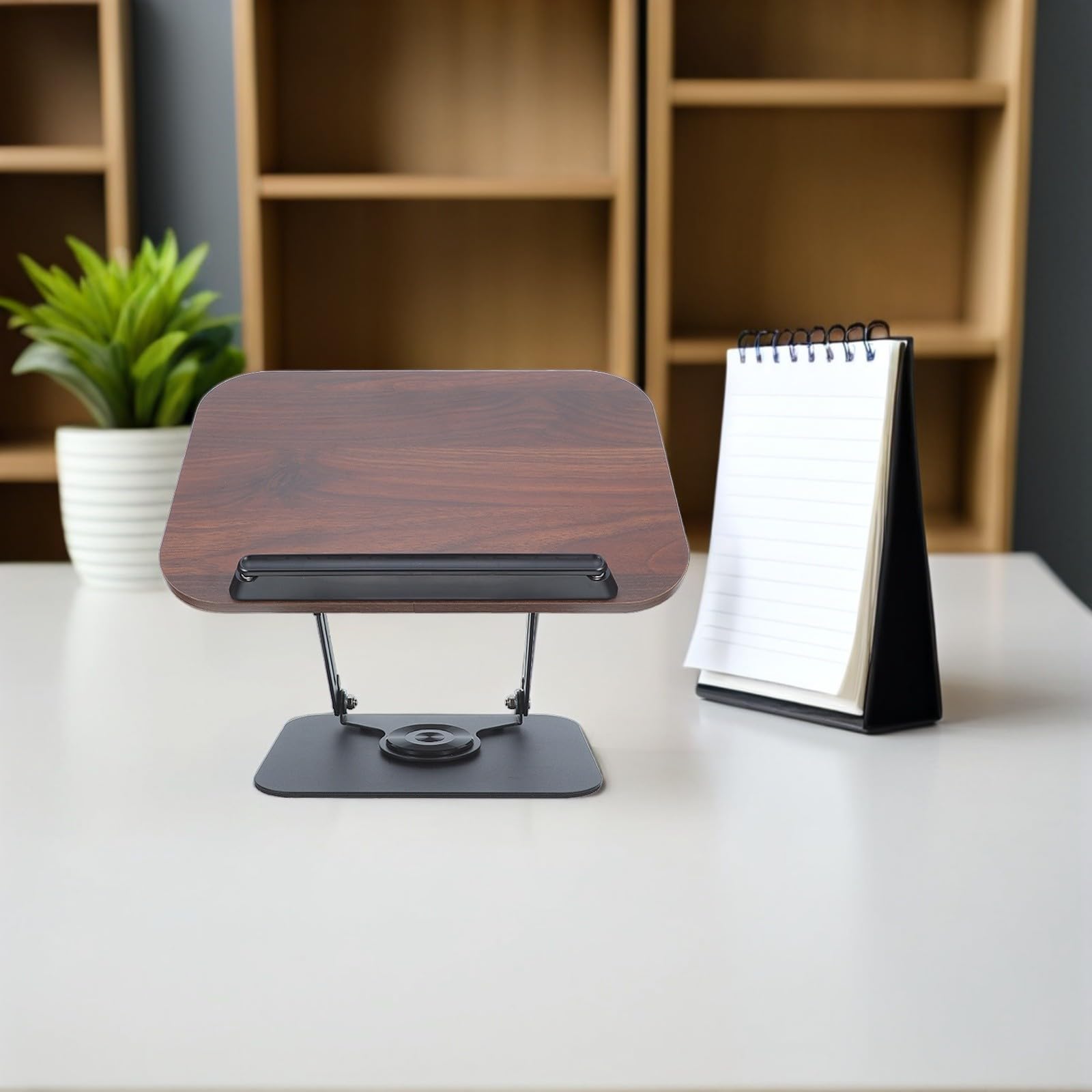 Homoyoyo Supporto per Libri da Tavolo in Legno con Base Girevole a 360° e Altezza Regolabile, Leggio Multifunzione per Tablet e Testi, per Cucina e Biblioteca