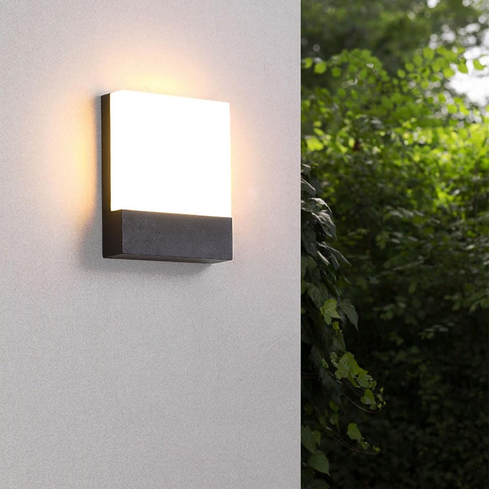 Zewnętrzna lampa ścienna LED, ciepła biel 3000 K, 10 W, aluminiowa, idealna do domu, tarasu, garażu lub ogrodu.