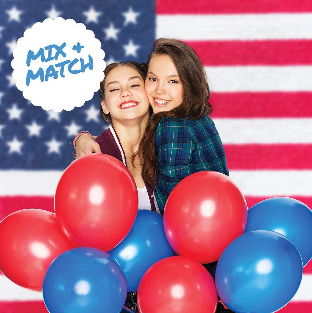 Prextex 75 Blue Party Balloons 12 Inch Blue Balloons with Matching Color Ribbon for Blue Theme Party Decoration, Weddings, Baby Shower, Birthday Parties Supplies or Arch Décor - Helium Quality : Toys & Games