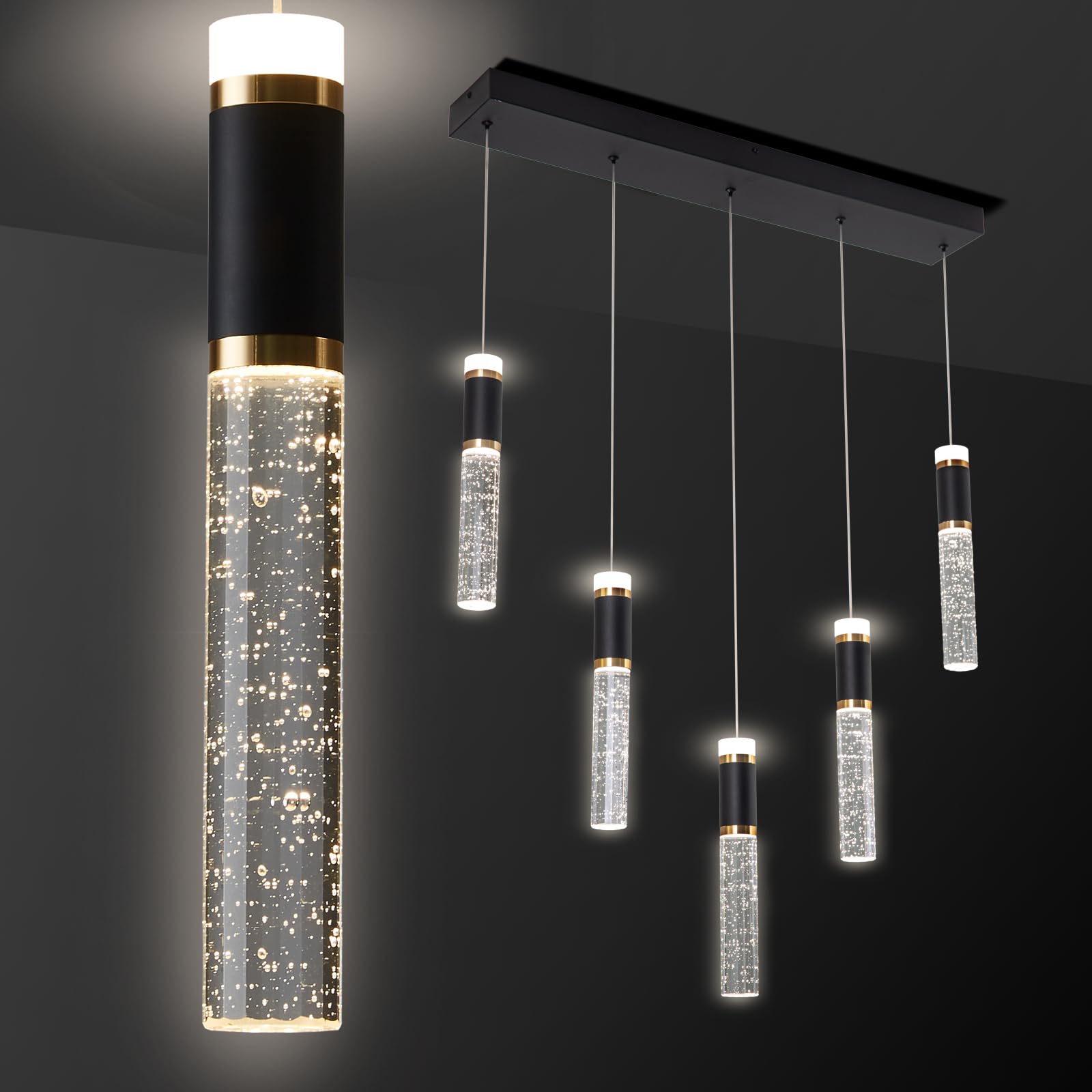 Photo 1 of szcflaghip 5-Light Modern LED Chandelier,Dimmable Hanging LED Pendant Light for Kitchen Dining Room Bedroom Kitchen Island Cafe