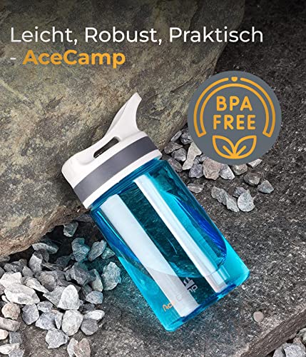 AceCamp TRITAN Trinkflasche | Sportflasche | BPA-frei I alle Getränke I Springdeckel blau 350 ml – Ansicht 2