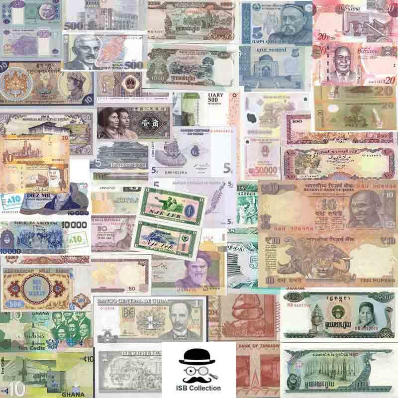 ISB Collection Tous Pays Assortiment Billets de Banque Déclinaison 100 Billets Différents