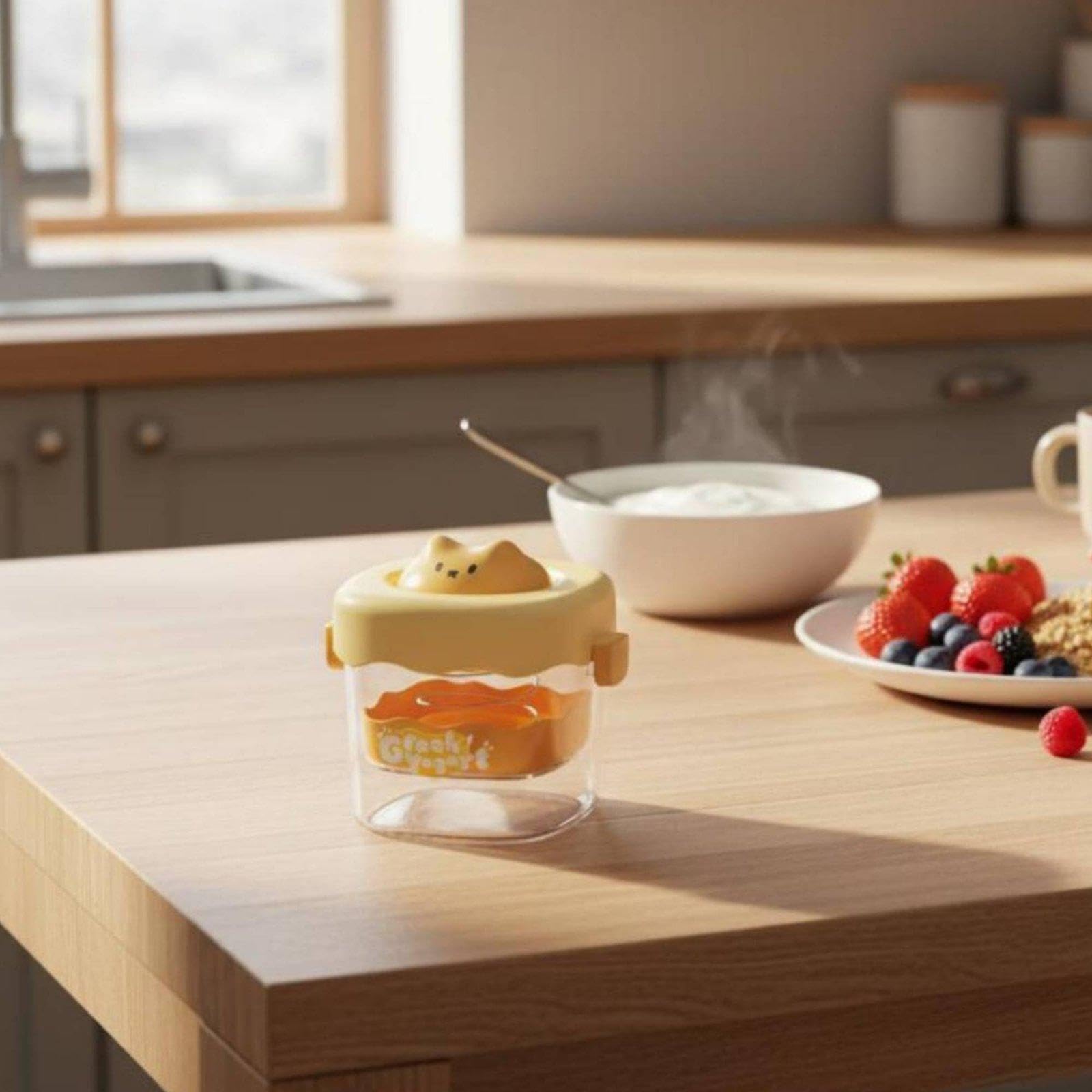 rockible Automatischer Joghurtbereiter mit Edelstahlgehäuse Und 1400ml Behälter für die Herstellung von Griechischem Joghurt mit Gläsern Und Abtropfsieb