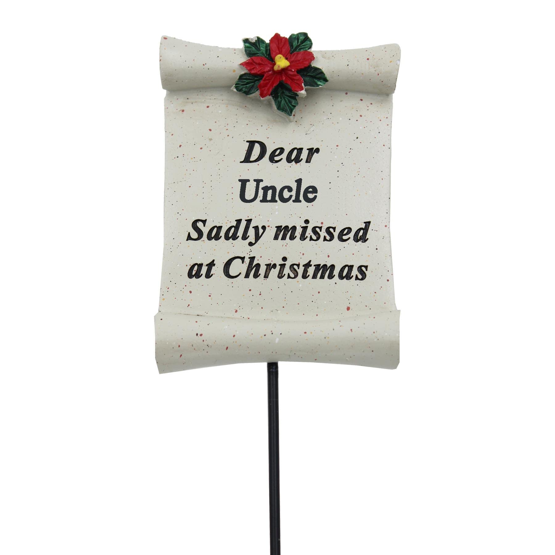 Widdle Gifts Multicolour Christmas Memorial Scroll Plaque With Poinsettia On A Stick - Uncle 7006