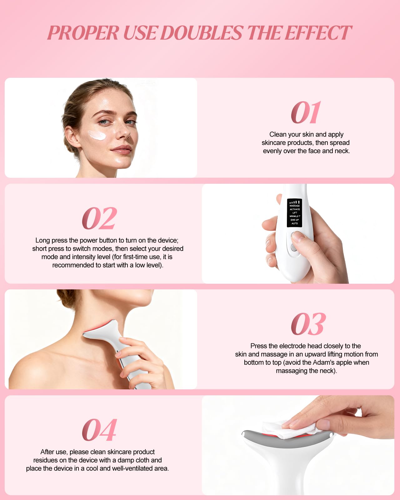 Gesichtsmassagegerät, Face Massager mit 6 Modi, Gesichtsmassage, 45℃ EMS Gerät Gesicht, 7 Farben LED Massagegerät Gesicht, Face Lifting Gerät für Anti-Aging, Lifting & Faltenreduktion, Weiß