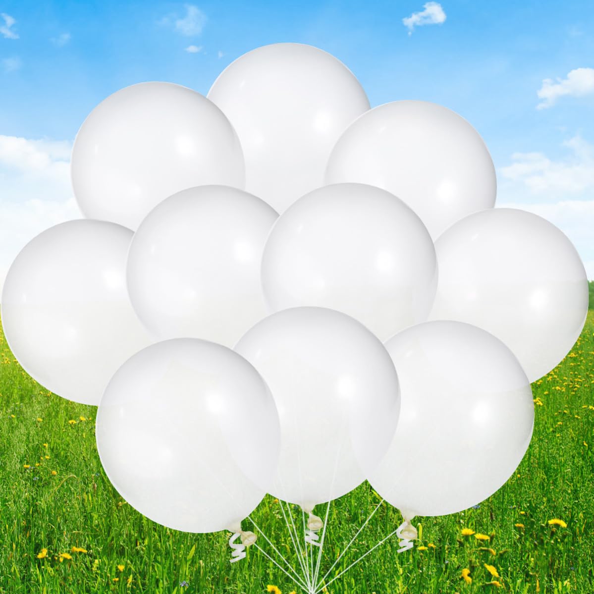 CHILDWEET 25 Piezas Globos de Látex Engrosados de 12 Pulgadas Color Blanco para Fiestas y Celebraciones, Rellenable Helio, Material Elástico y Resistente