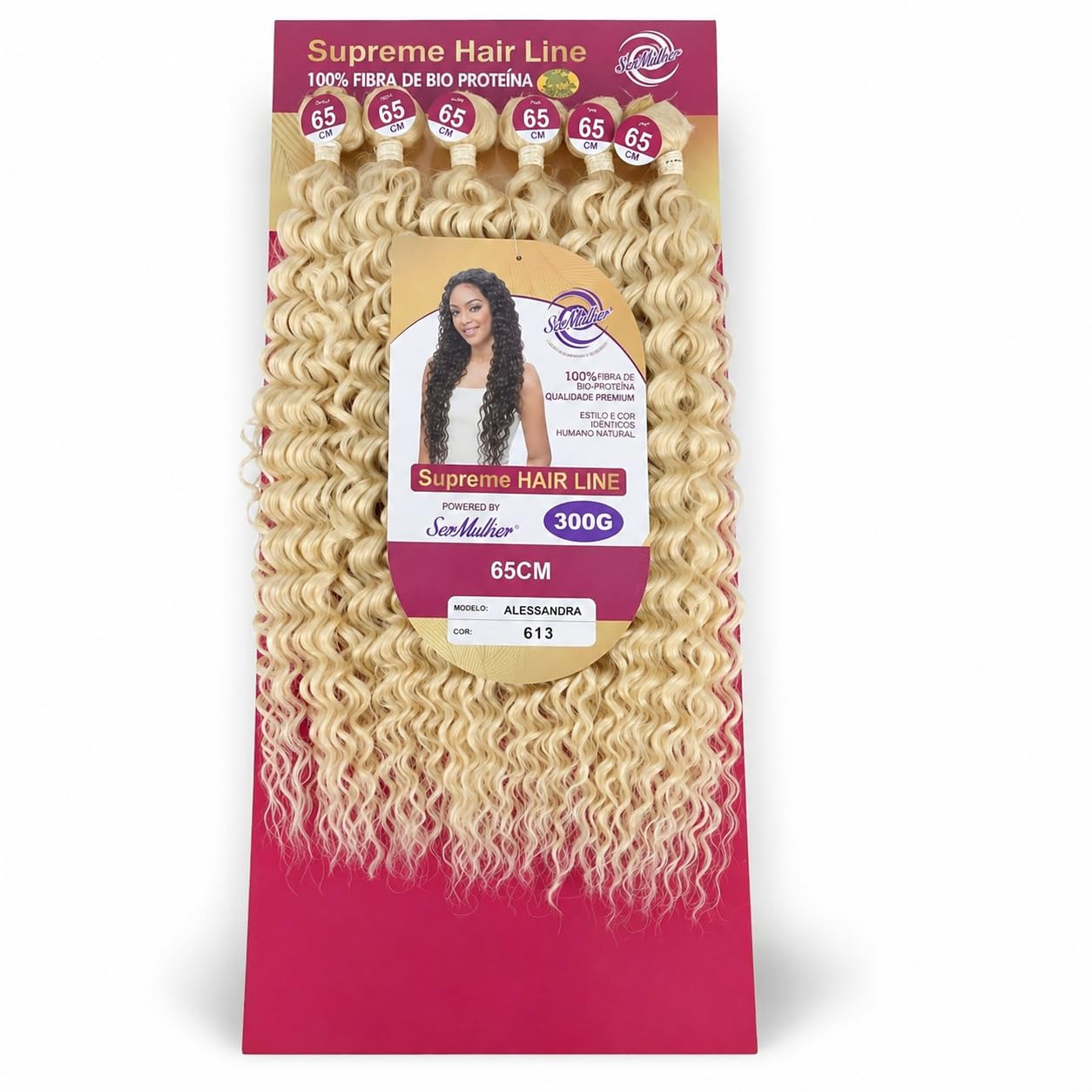 Extension Capelli Ricci e Mossi a Tessitura in Bioproteina, 300 gr, 100% Aspetto Naturale - Hair Texture IDEALI per Styling Ricci, Ondulati, Volume Naturale, 6x65 cm, ALESSANDRA (Platinum Blonde)