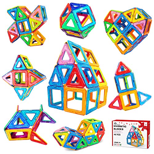 Jasonwell Bloques Magnéticos Juguetes Construccion - Juego Imanes Blocks Didacticos 3D Creativos y Educativos 42 Piezas Buen...