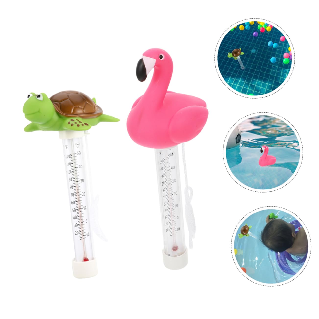 TOYANDONA 3 Set Termometro Per L'acqua in Fenicottero Piscina Galleggiante Termometro Per La Temperatura Della Piscina Per Da Bagno Galleggiante 2 Pezzi*3