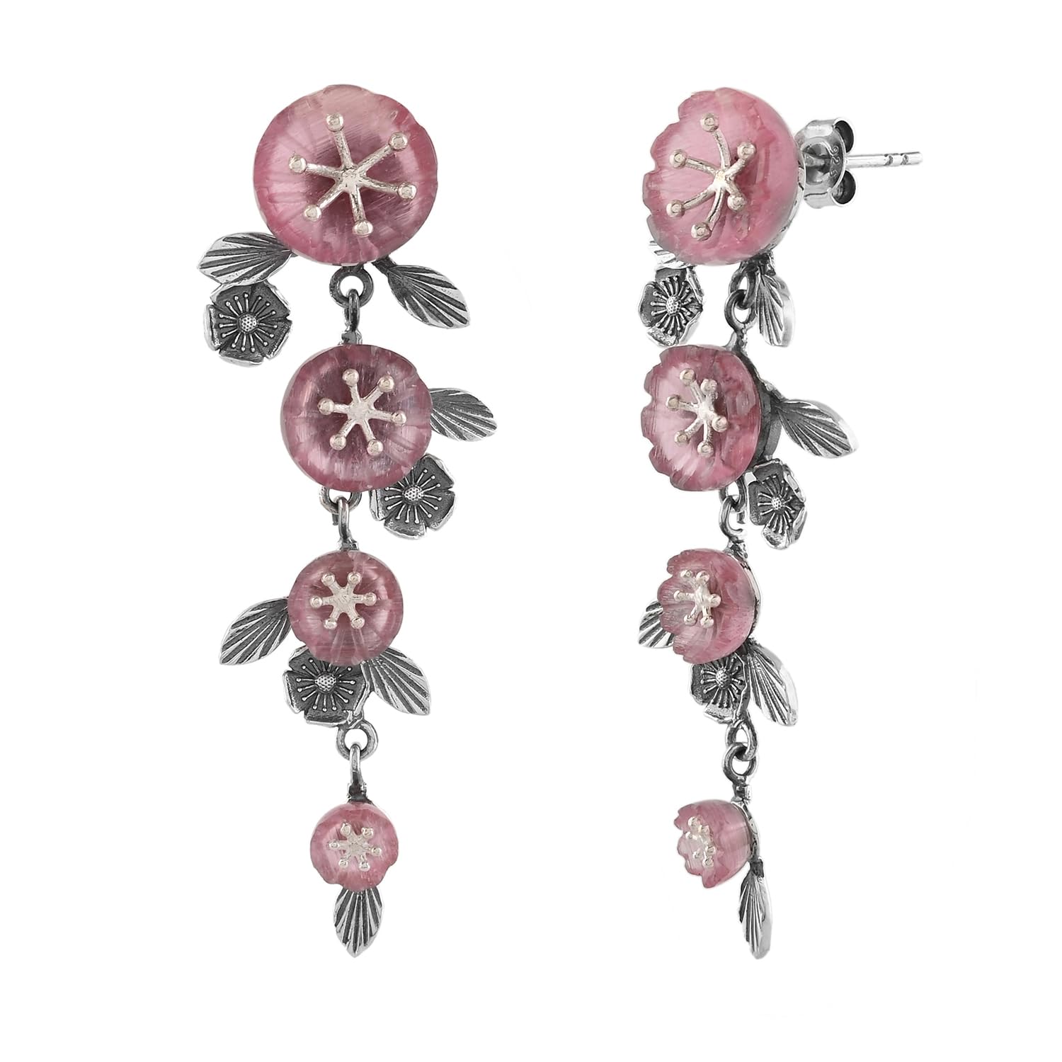 Bloom 925 Sterling Silver Statement Earrings|Workwear Earrings For Women|Festive Earrings|Everyday|Party |Gift For Women| (Sakura Danglers)-image-6