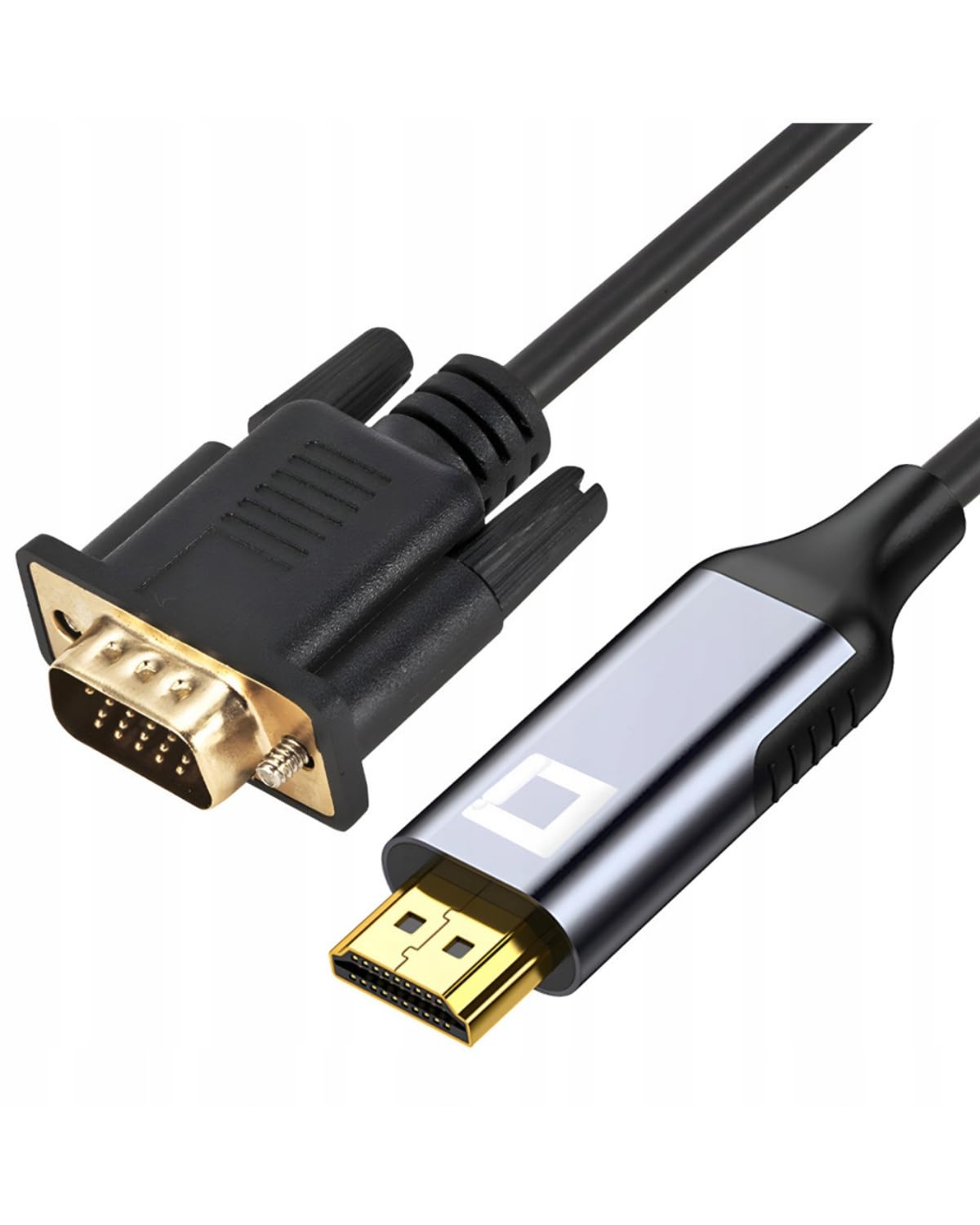 CO2 Kabel HDMI do VGA D-SUB 2K/60Hz, Full HD 1080p, Plug & Play, Pozłacany, Adapter jednokierunkowy, Konwerter, Kompatybilny z Laptopami, Monitorami, Projektorami, Aluminium Space Gray (2m)