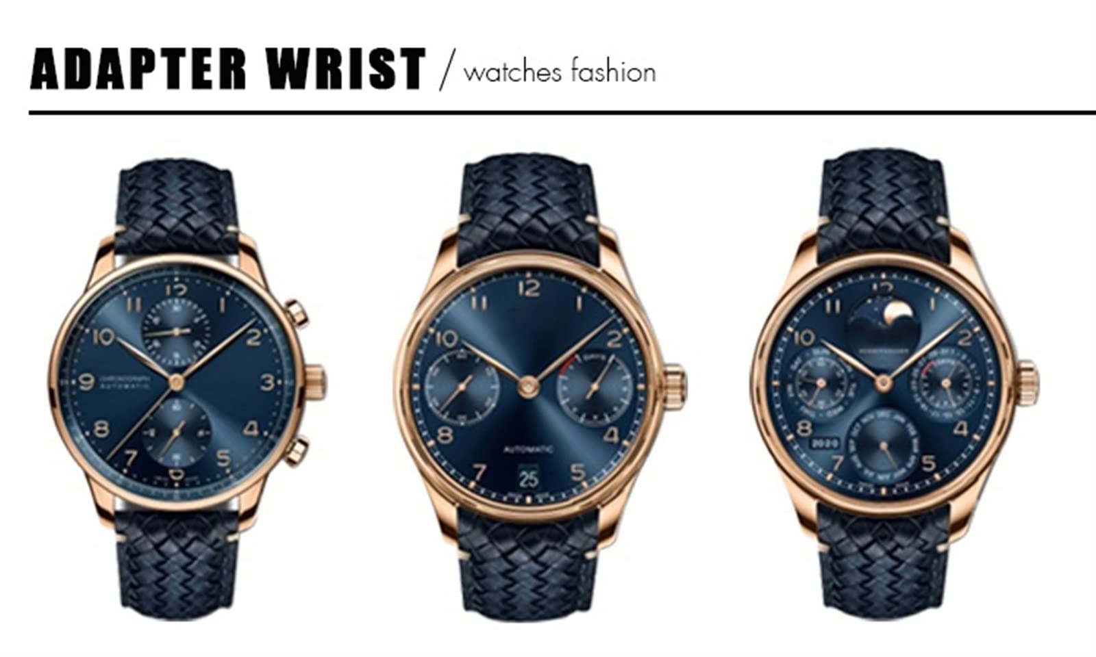 BIK Correa de reloj tejida de cuero vacuno con extremo curvado de 20 mm, 21 mm, 22 mm, apta para IWC Portugieser Pilots, correa de reloj de piel auténtica