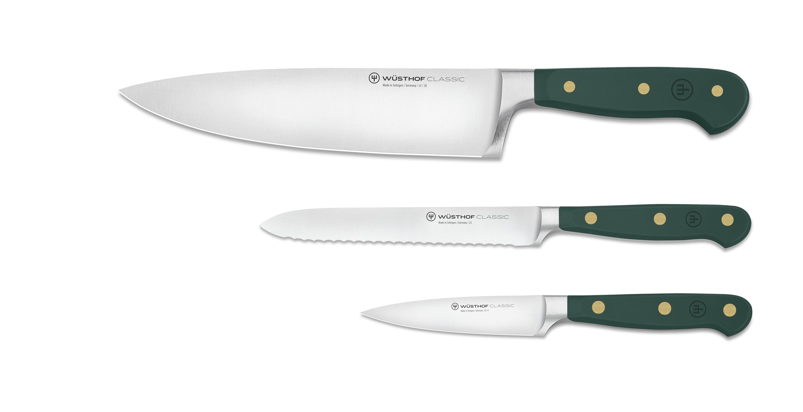 WÜSTHOF Classic Set di Coltelli con 3 Coltelli da Cucina, Fresh Rosemary (Verde)