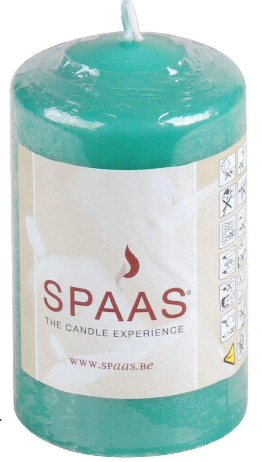 SPAAS 10cm Tall Pillar Candle, Aqua Green | 5.8cm Wide Slightly Scented Dripless Wax Candle | Long Burning (23 Hours) Smokeless Wick Candle | Scented Candles for Dinner & Coffee Table, Wedding Candle