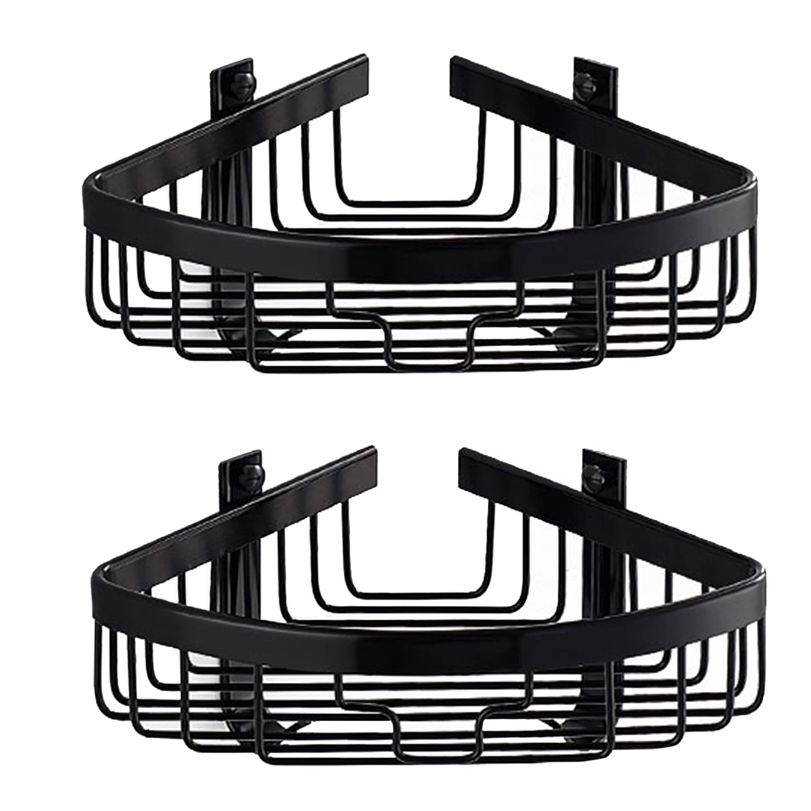 GFAZXDS Bath Corner Chelf Black Shower Organizer Wall Mount Shower Caddy No Drill Adhesive with Hooks Space Aluminum