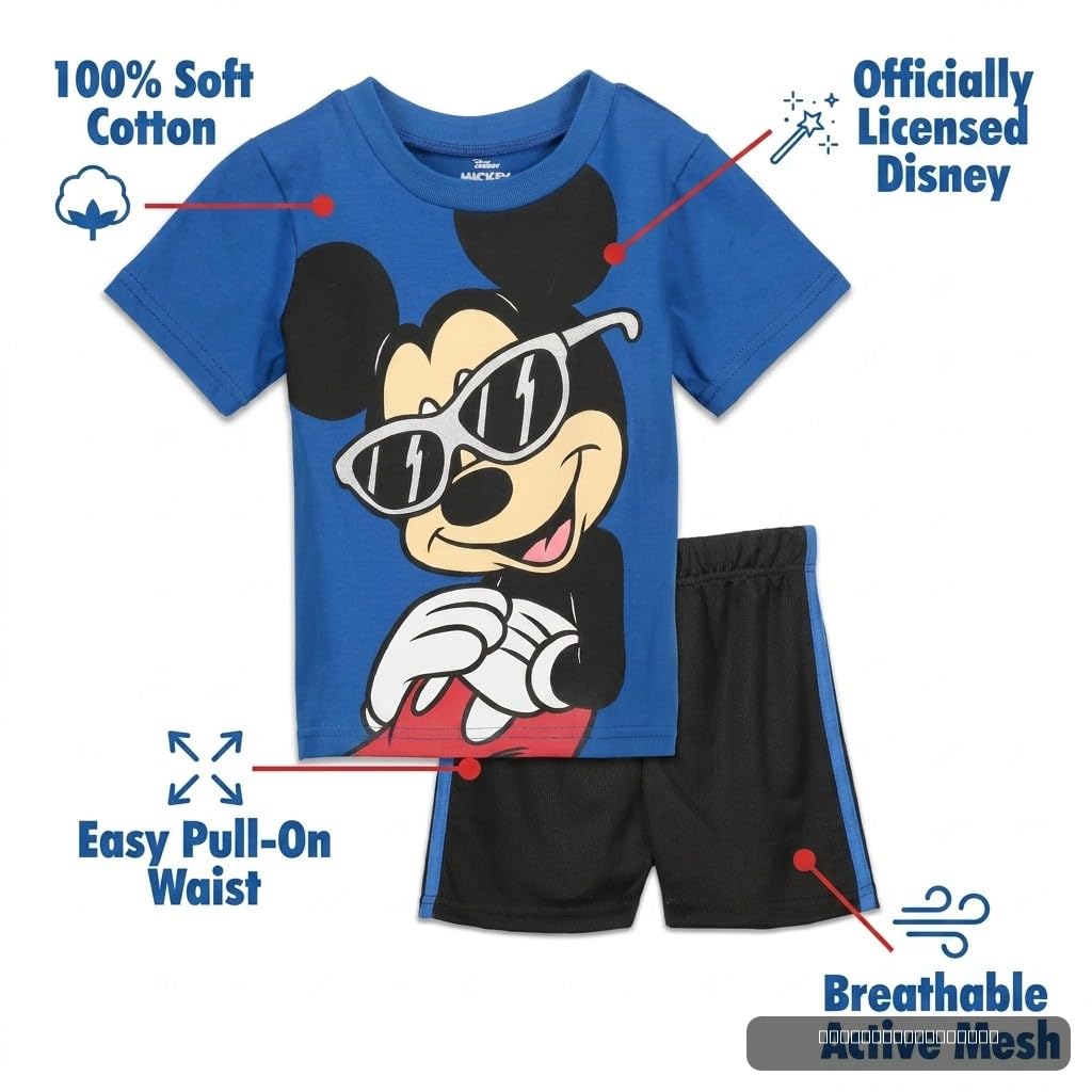 Disney Mickey Mouse Set aus T-Shirt und Shorts für Babys, Jungen, Marineblau, 18 Monate, Marineblau, 18 Monate, marineblau, 86