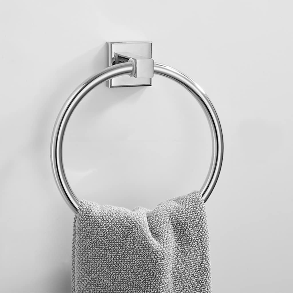 LSLYTQ Bathroom Silver Full Copper Wall Mounted Towel Ring, Hand Towel Holder Round Towel Hanger