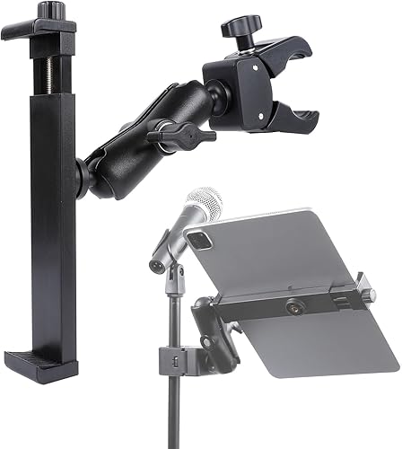 Soporte para iPad Soporte lateral para tableta para soporte de micrófono, doble 360 giratorio ajustable para iPad Pro 12.9 Air Mini y otras
