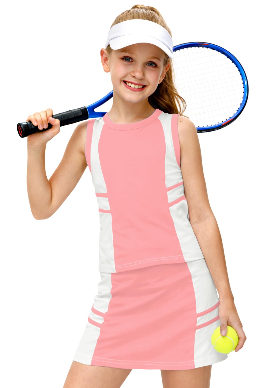 AOBUTE Girls Tennis Golf Outfit Tank Top and Skirt with Shorts Set 4-12 Years