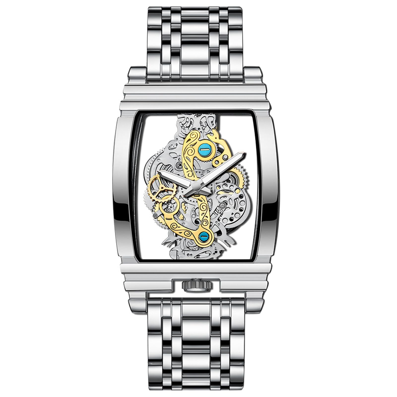 JewelryWe Orologio da Uomo Rettangolare,con Quadrante