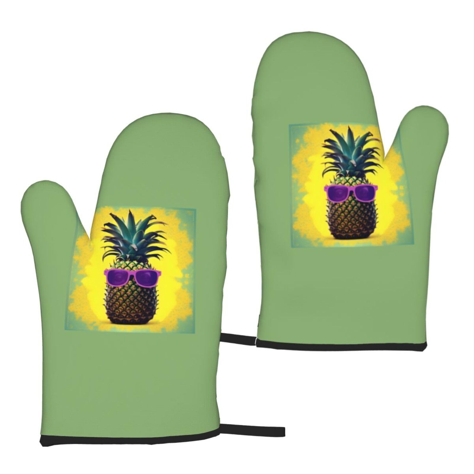 Psych Pineapple Quote Print Heat Resistant Universal Fit Oven Microwave Gloves Home Cooking Baking Grilling