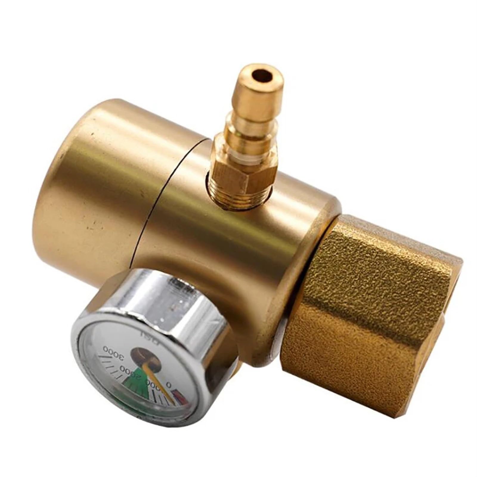 All Copper Argon Pressure Reducer Anti-Shock Pressure Reducing Valve Gas Argon Regulator Gauge 0-3000PSI Flow Gauge Meter