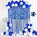 Blue Birthday Party Decorations Set with Happy Birthday Balloons Banner, Confetti Balloons, Foil Fringe Curtain for Birthday Party Supplies