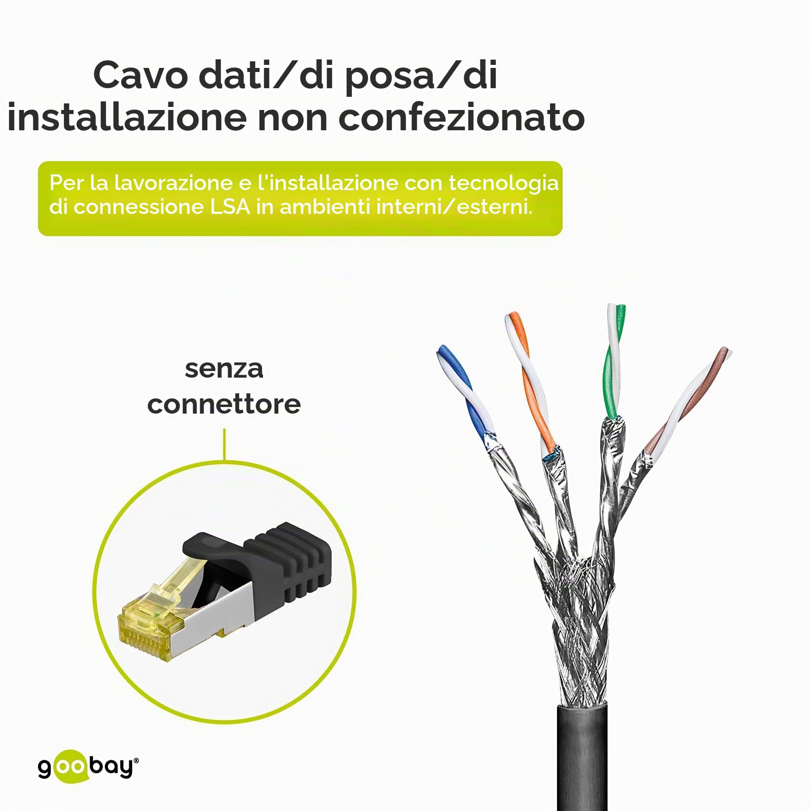 Goobay 57197 CAT 6 Cavo di Rete per Esterni, S/FTP (PiMF), Nero, 100m Length