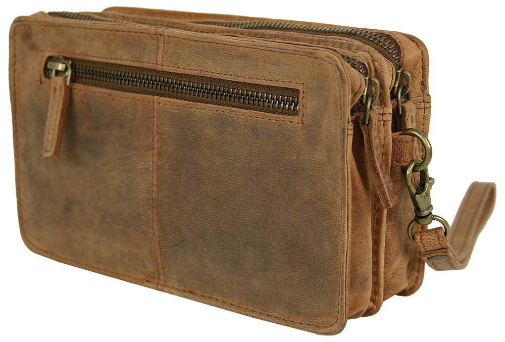 J JONES JENNIFER JONES Borsa da polso in vera pelle per uomini, borsa-portafoglio, borsa-portatutto, borsa a mano - 6152