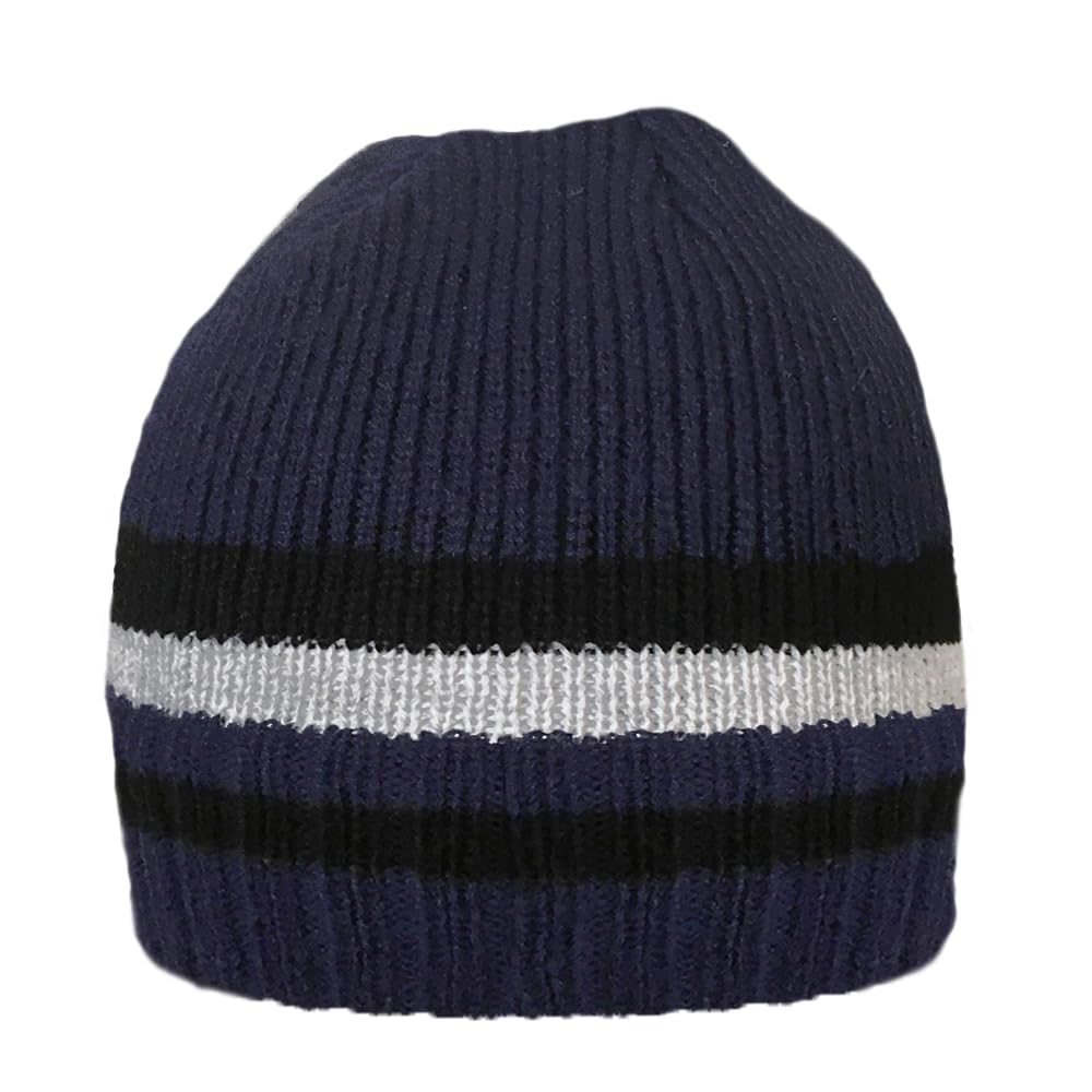 Mens Knitted Striped Thinsulate Fleece Lined Beanie HAT
