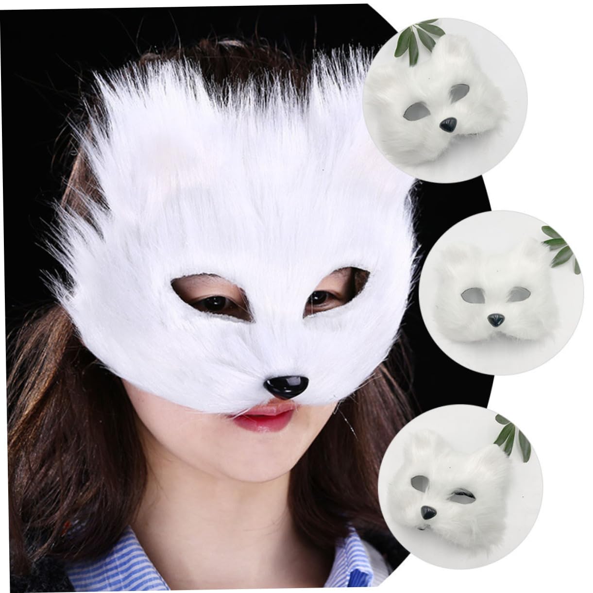 FOYTOKI Blank Masks for Women Hand Painting Masks Japanese Half Mask for Cosplay and Party