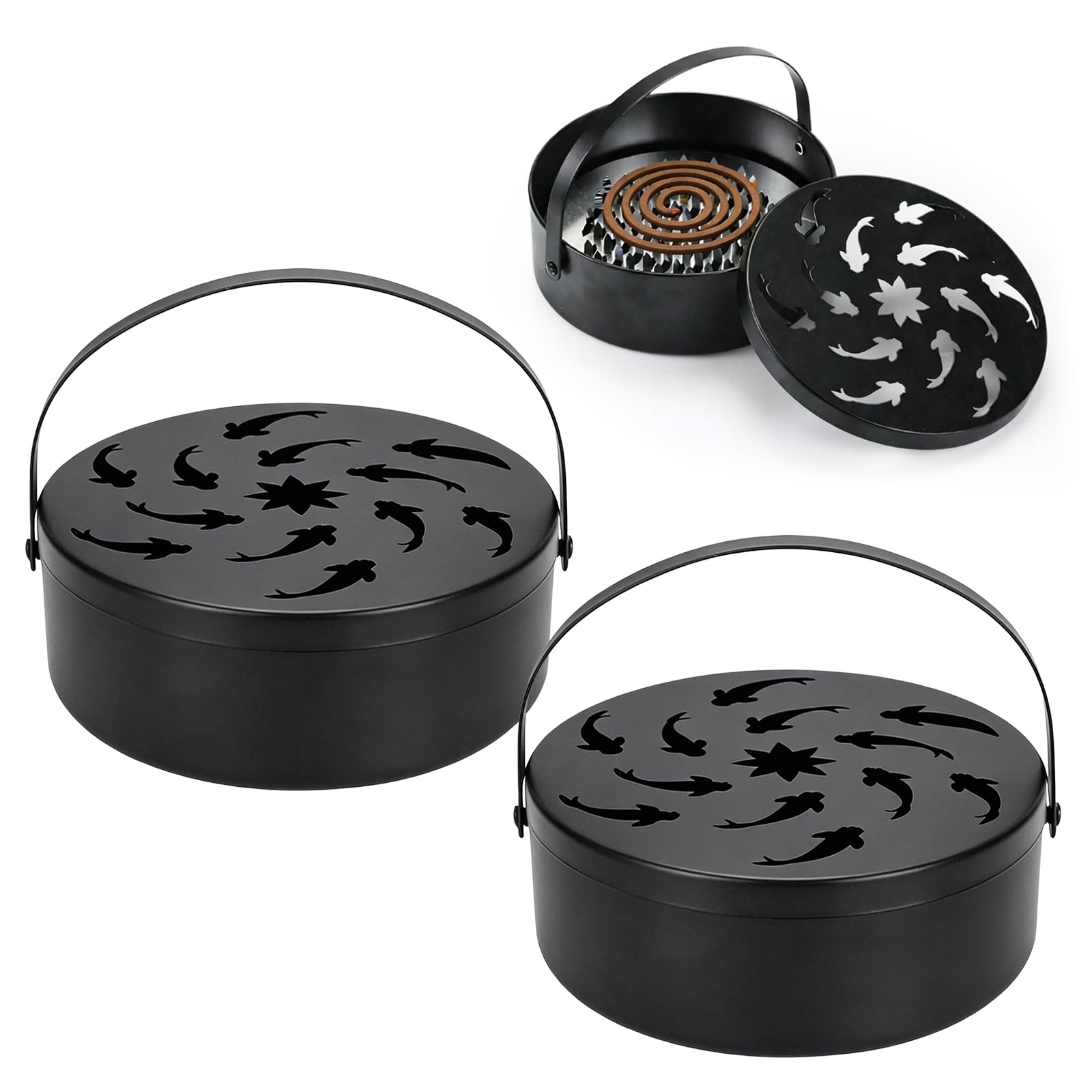 Photo 1 of CGECGE Mosquito Coil Holder Portable Iron with Handle Round Heat-Resistant Incense Holder for Home Office Camping (2 Pack Style C)