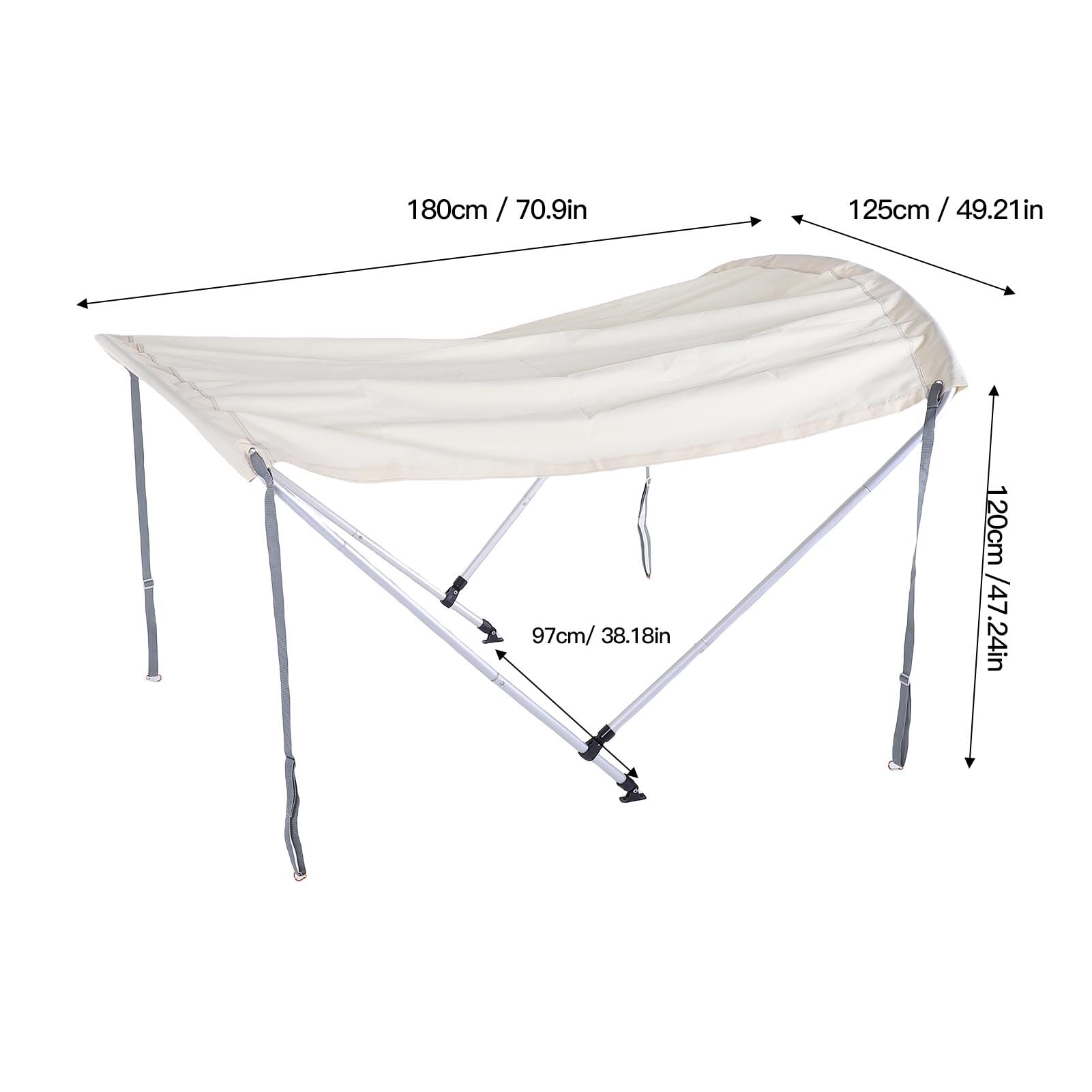 Haofy Toldo para Barco Marino con Marco de Aleación de Aluminio, Cubierta de Poliéster 600D, Ajuste Universal para Bote Inflable, Canoa, Kayak, Lancha Rápida
