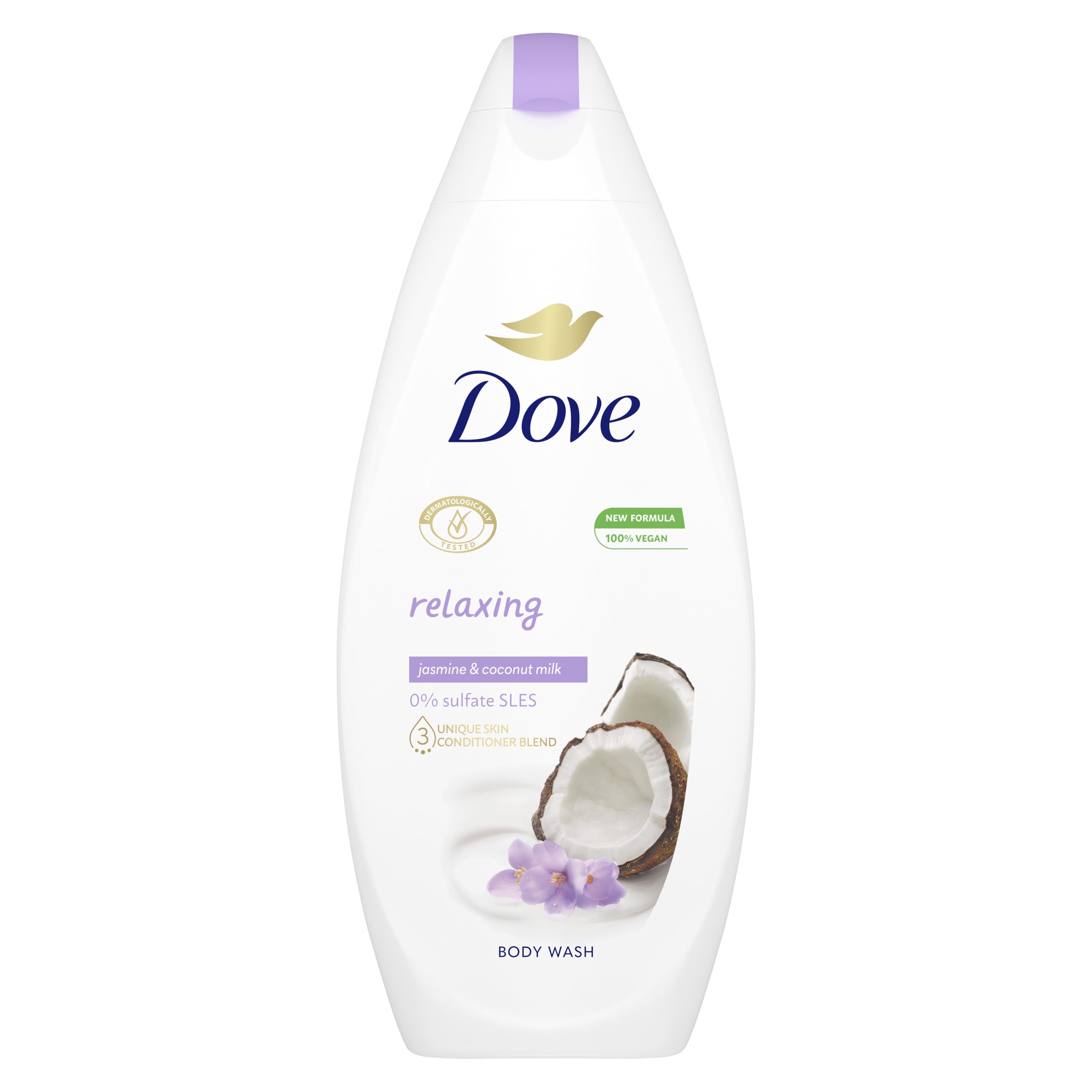 Dove Relaxing Body Wash Body Cleanser shower gel with plant-based moisturisers for softer, smoother skin after one shower 225 ml