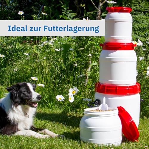 DIE BOX FABRIK Futtertonne für Tierfutter mit Deckel & Schaufel | Große Öffnung | Tierfutterbehälter | Futtercontainer | Futterbox | HDPE | Top-Qualität (6 Liter)