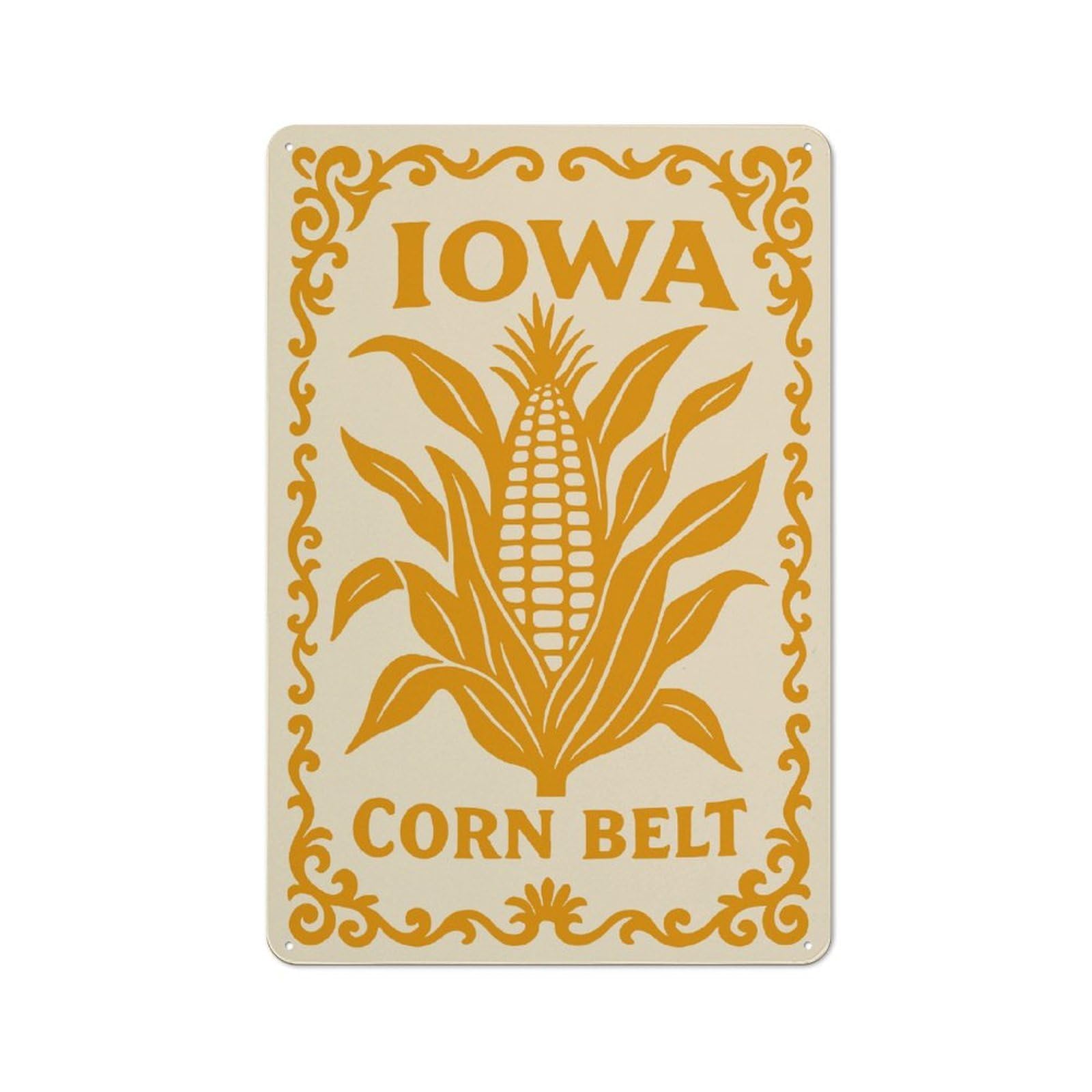 Junmoney Style-14 Vintage Iowa Corn Belt Vintage Metal Plaque 30X20cm, Diner Style Decor For Bakery, Diner, Cafe Or Family Room