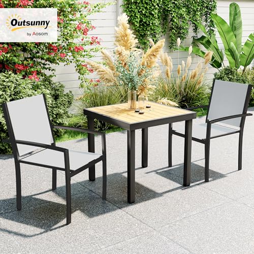 2 chaises jardin empilables acier textilène Outsunny