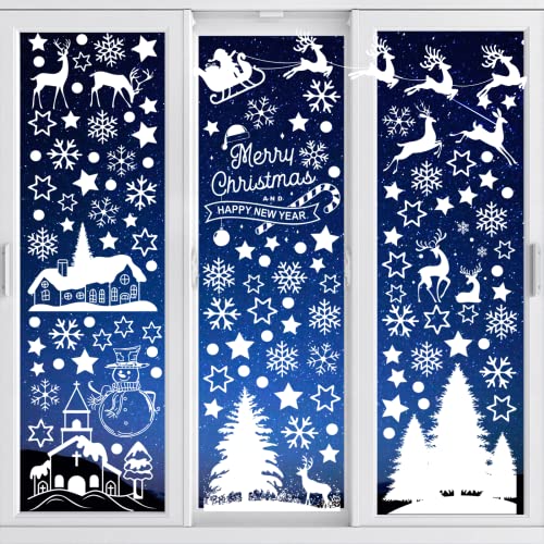 Fensterbilder Weihnachten Selbstklebend, SILARLAIT 9 Stück Weihnachtsdeko Fenster, Repositionierbar & Wiederverwendbar, Große Schneeflocken Fensterdeko, Winterdeko für Glas, Vitrinen Cover